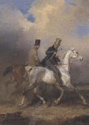 Franz Kruger, Outing of Prince William of Prussia on Horse Back,Accompanied by the Artist (mk45)